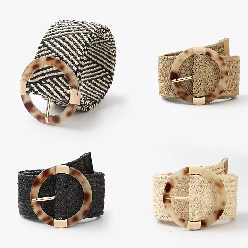 The Riviera Raffia Belt - Natural Sand