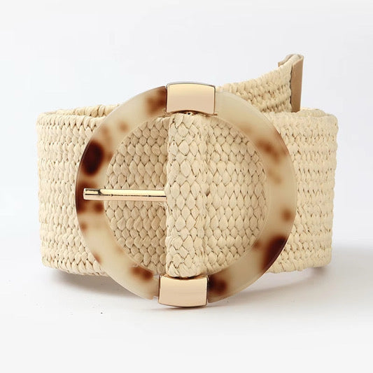 The Riviera Raffia Belt - Natural Sand