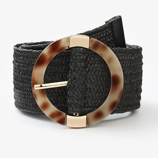The Riviera Raffia Belt - Black