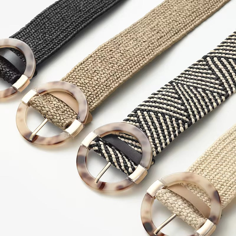 The Riviera Raffia Belt - Black