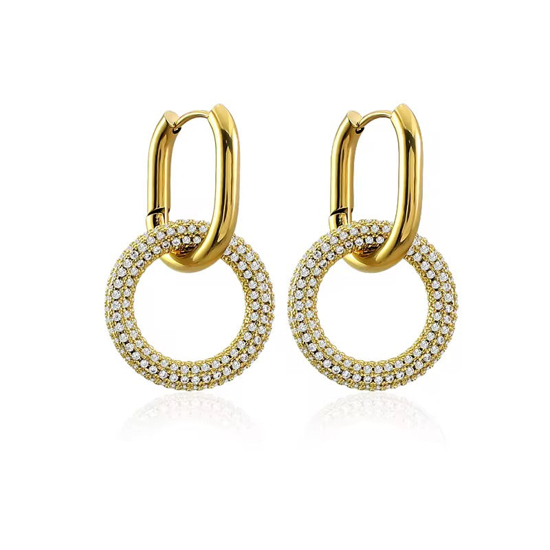 Delaney Pave Loop Earrings - Gold