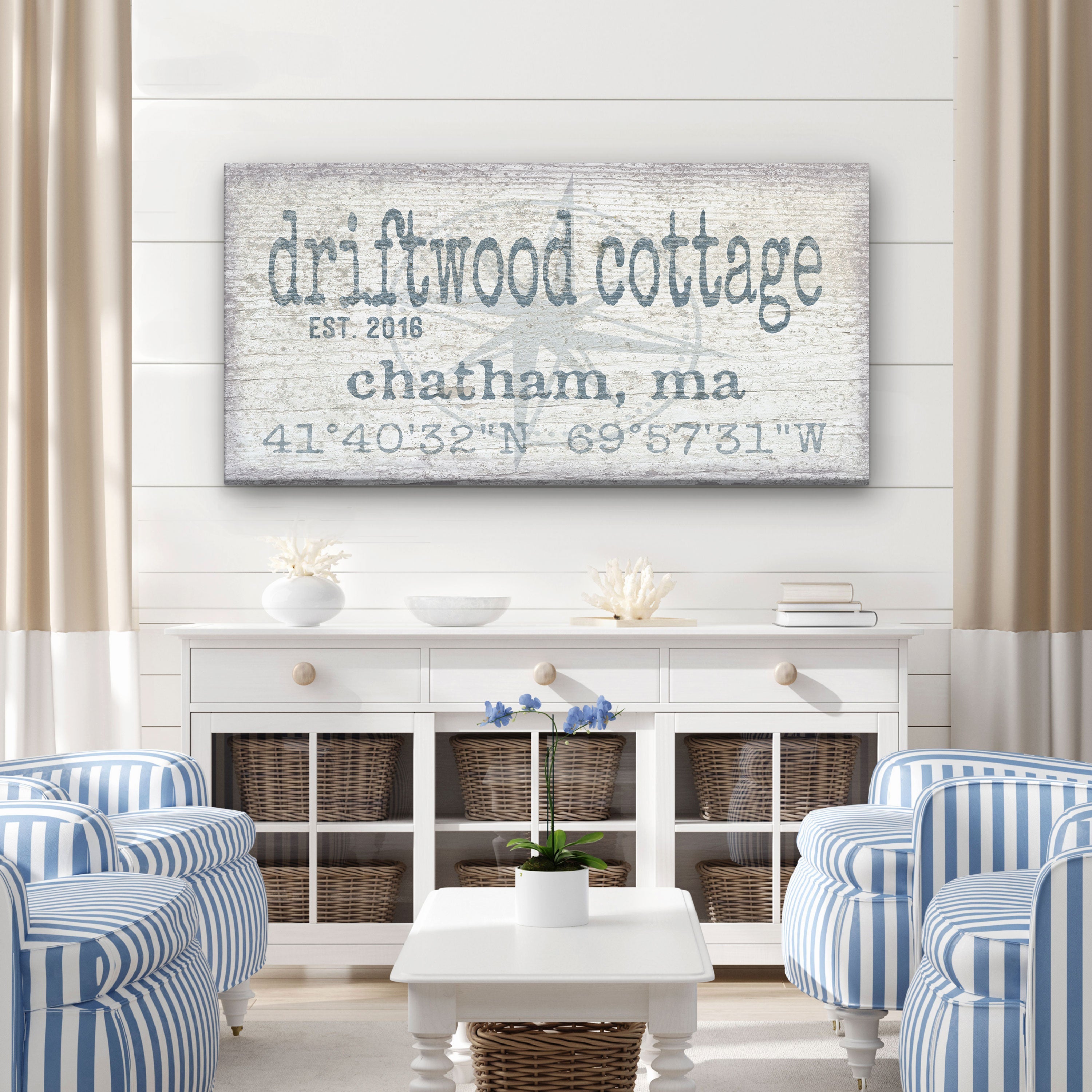 Personalized Home Name Coordinates Canvas Sign