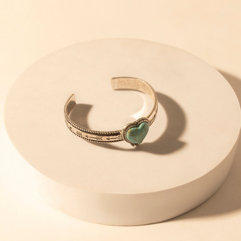 Myra Wildheart Stone Cuff Bracelet for Women with turquoise and arrow detail for everyday western wear